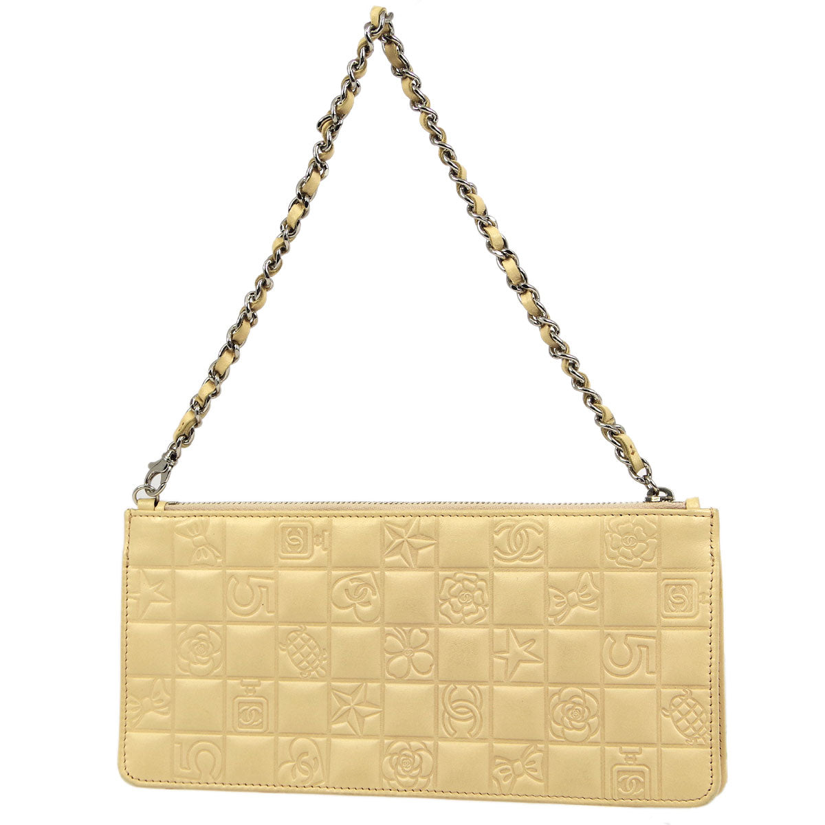 Luxury Chanel * 2004-2005 Beige Lambskin Icon Chain Handbag