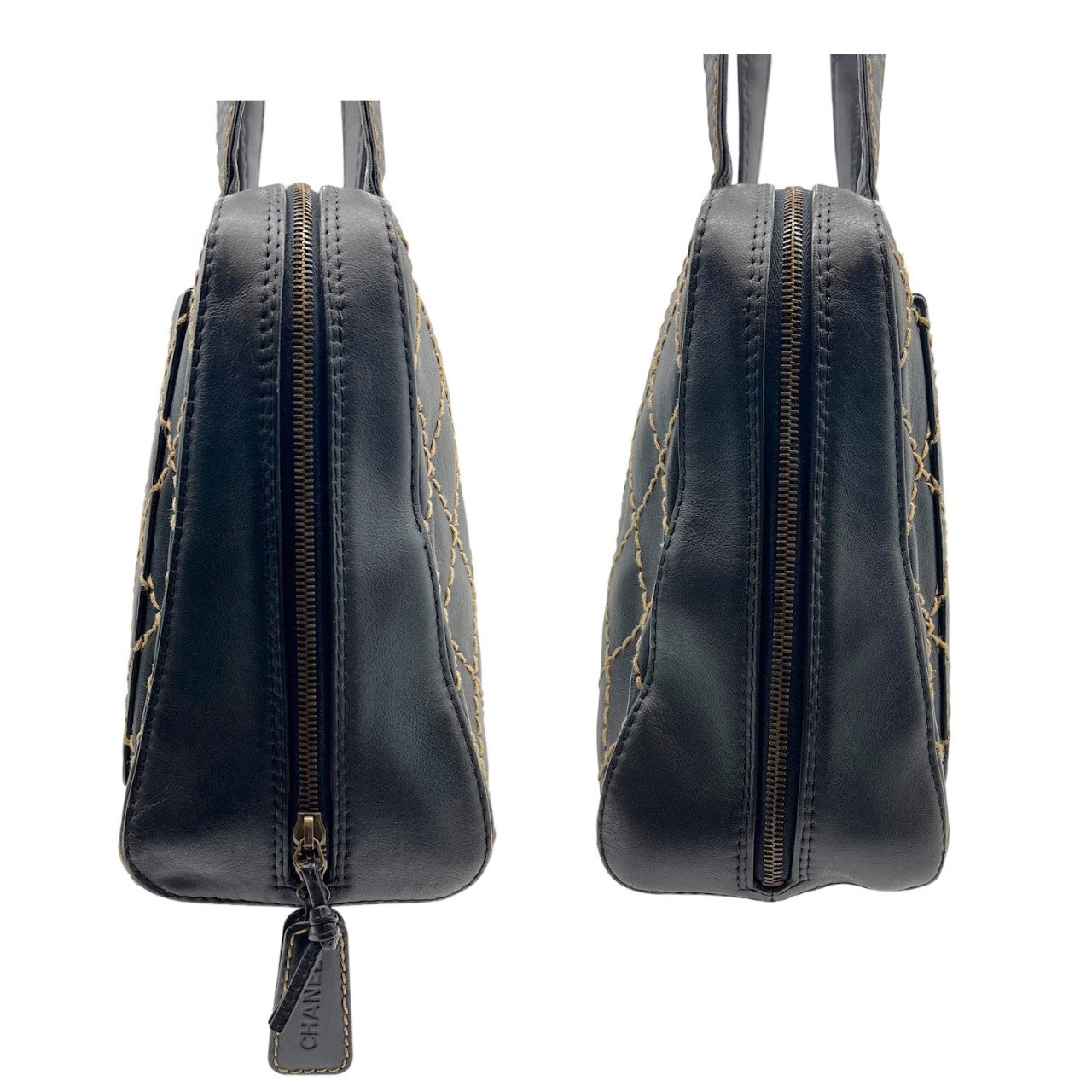 Luxury Chanel Black Quilted Wild Stitch Handbag