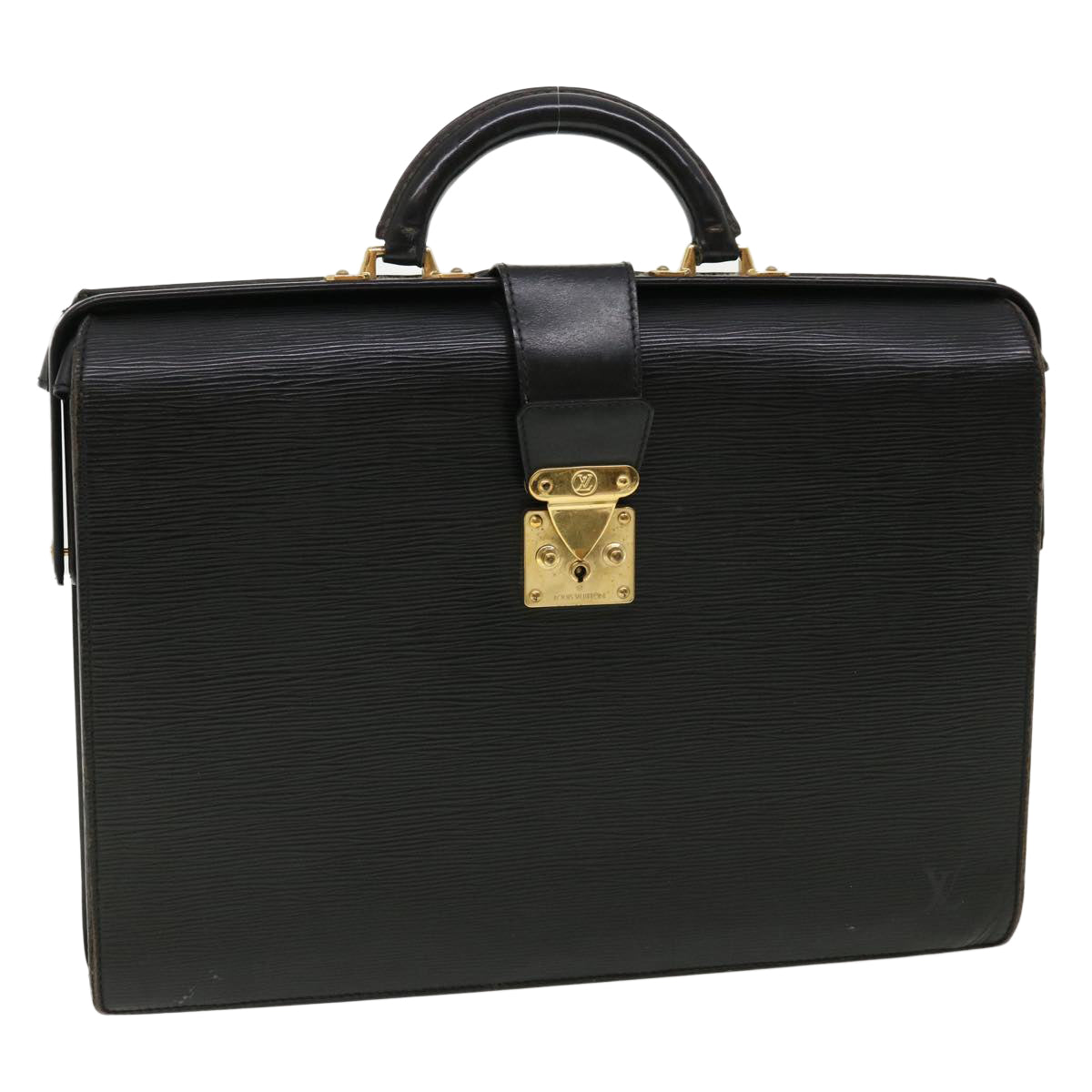 LOUIS VUITTON Epi Serviette Fermoir Business Bag Black M54352 LV 35577