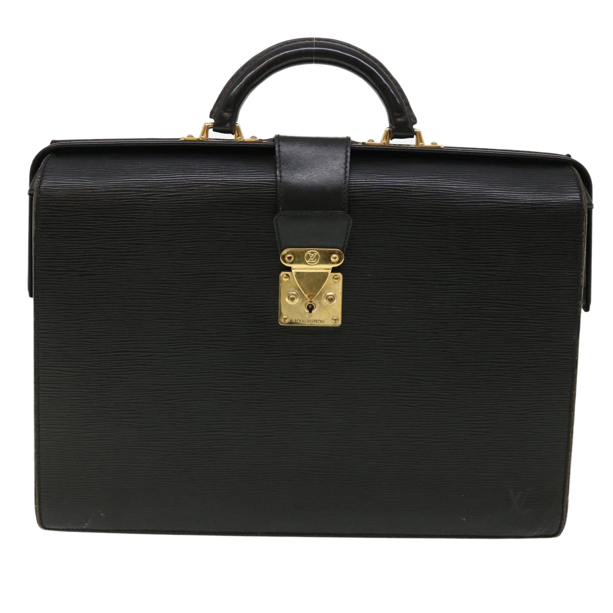 LOUIS VUITTON Epi Serviette Fermoir Business Bag Black M54352 LV 35577