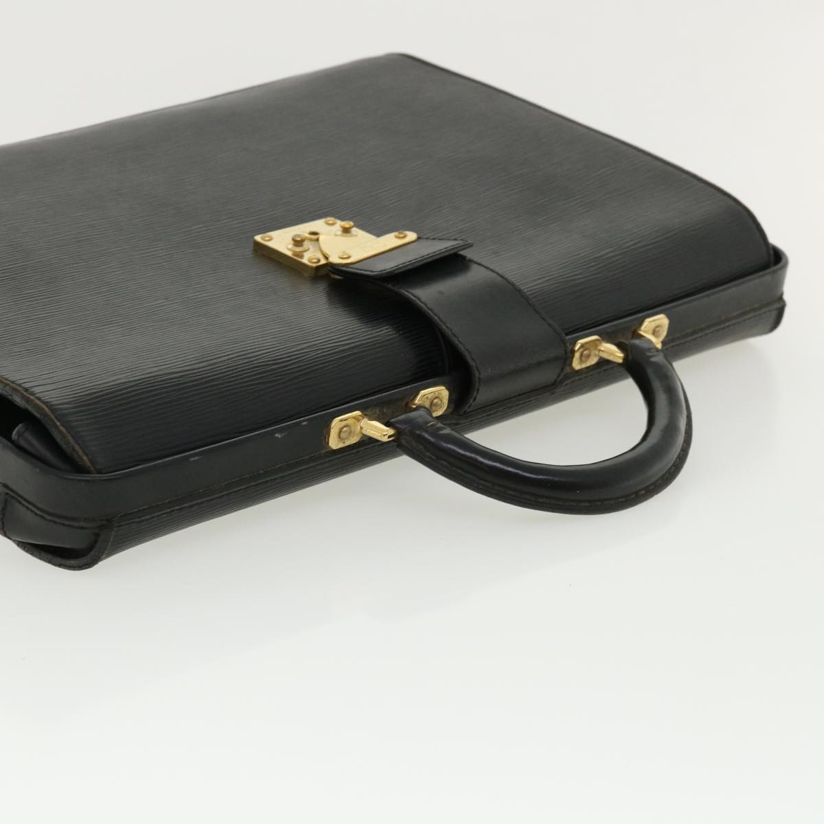 LOUIS VUITTON Epi Serviette Fermoir Business Bag Black M54352 LV 35577