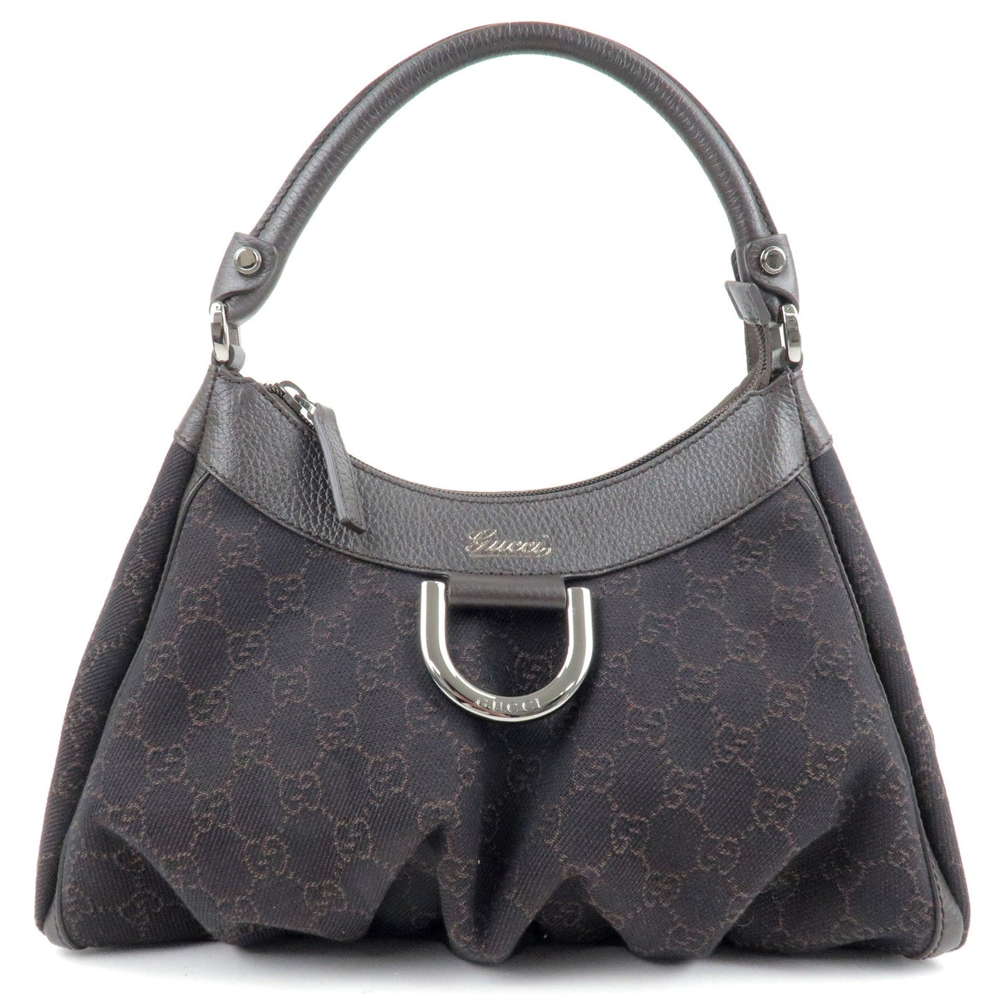 Luxury Gucci Abbey GG Canvas Leather Shoulder Bag Dark Brown 265692