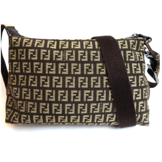 Luxury FendiZucchino Canvas Crossbody Bag - '10s