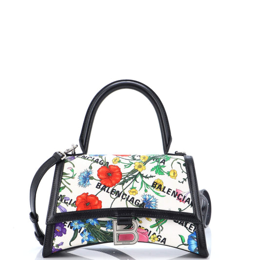 Luxury Gucci Trending 2025 x Balenciaga The Hacker Project Hourglass Top Handle Bag Flora Canvas Small
