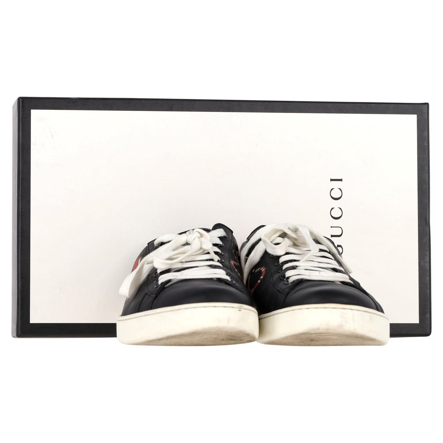 Luxury Gucci Trending 2025 Kingsnake Ace Sneakers in Black Calfskin Leather