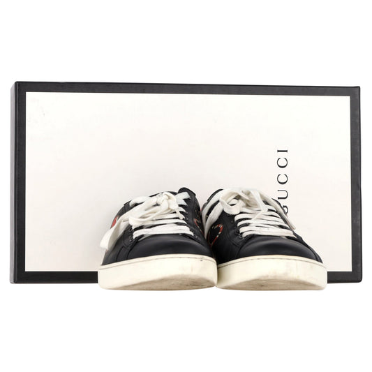 Luxury Gucci Trending 2025 Kingsnake Ace Sneakers in Black Calfskin Leather