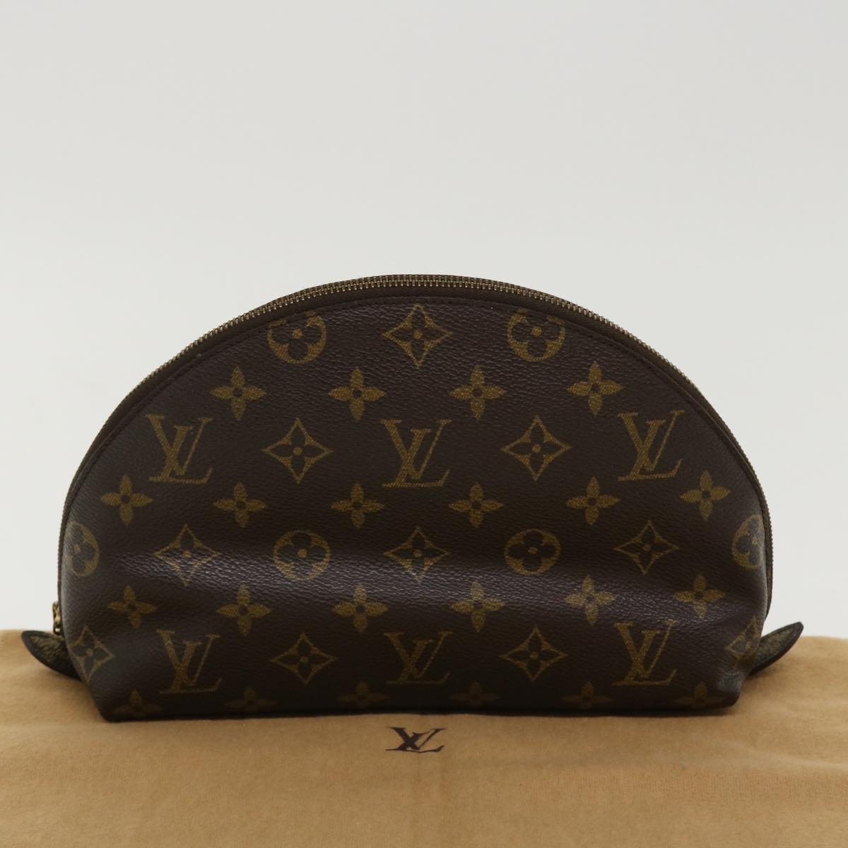 LOUIS VUITTON Monogram Trousse Demi Ronde Cosmetic Pouch M47520 LV 35888
