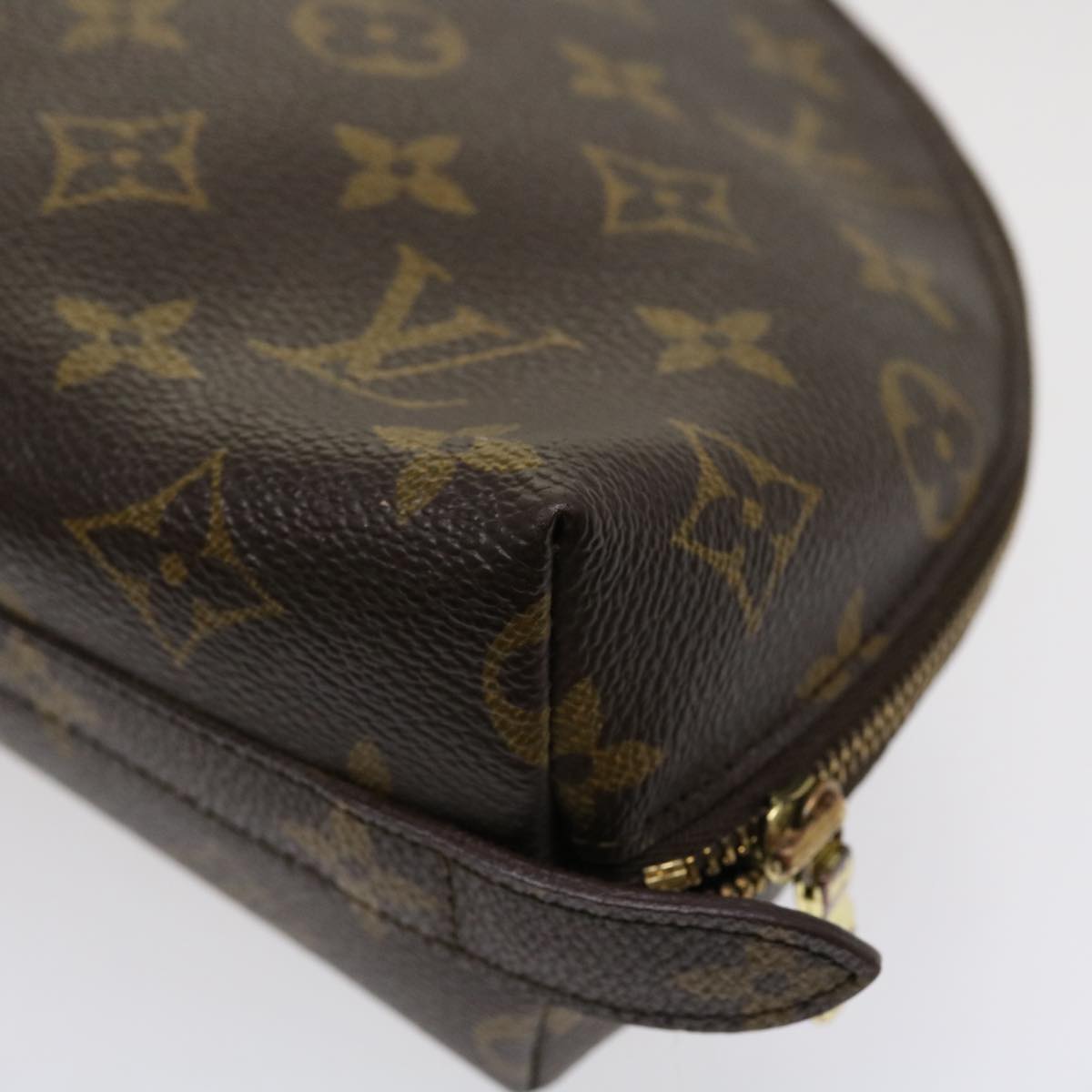 LOUIS VUITTON Monogram Trousse Demi Ronde Cosmetic Pouch M47520 LV 35888