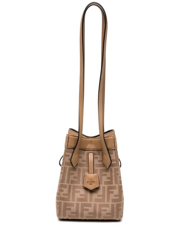 Luxury Fendi Origami FF Jacquard Mini Shoulder Bag Beige