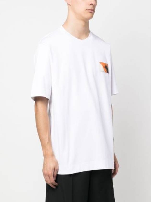 Luxury Fendi Logo Label Patch Short Sleeve T-Shirt White