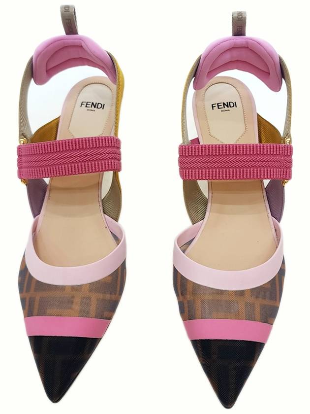 Luxury Fendi Colibri Mesh Medium Slingback Heel Pink
