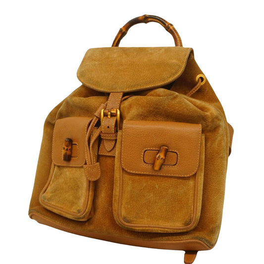 Luxury Gucci Trending 2025 Bamboo  Suede Backpack Bag ()