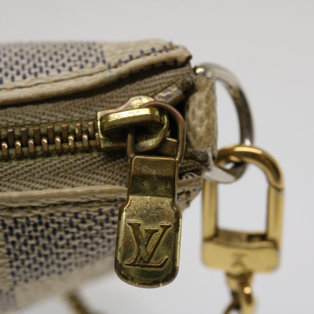 LOUIS VUITTON Damier Azur Mini Pochette Accessoires Pouch N58010 LV 36042