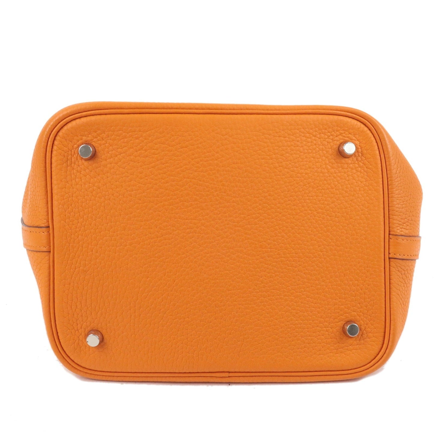 Luxury Hermes Taurillon Clemence Picotin MM Hand Bag H Stamped Orange