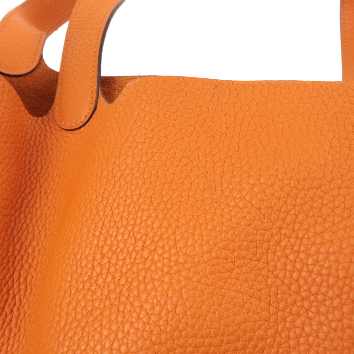 Luxury Hermes Taurillon Clemence Picotin MM Hand Bag H Stamped Orange