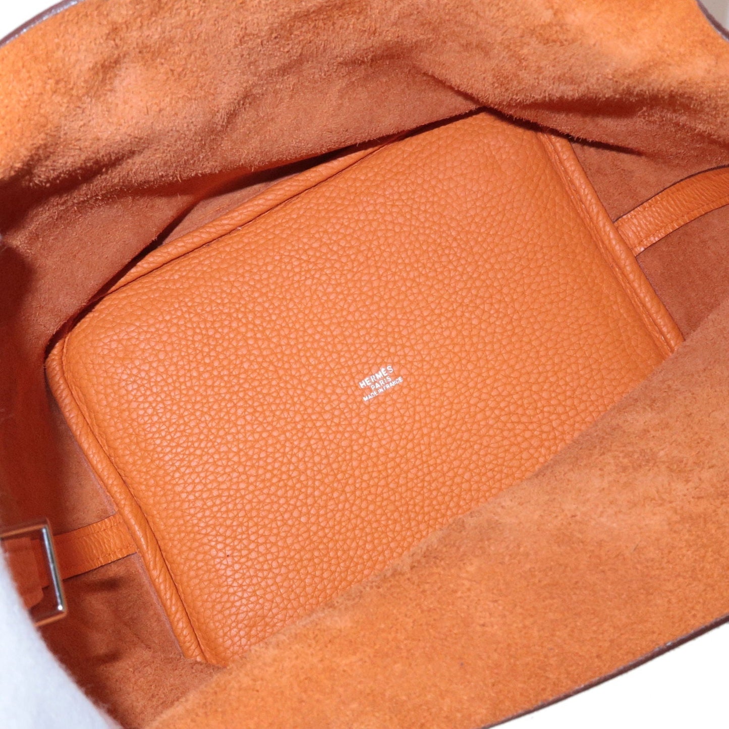 Luxury Hermes Taurillon Clemence Picotin MM Hand Bag H Stamped Orange