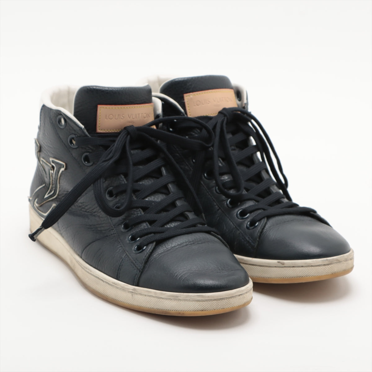 Louis Vuitton 12 Years Leather High-Cut Sneaker 6.5 Men WhiteNavy MS0182