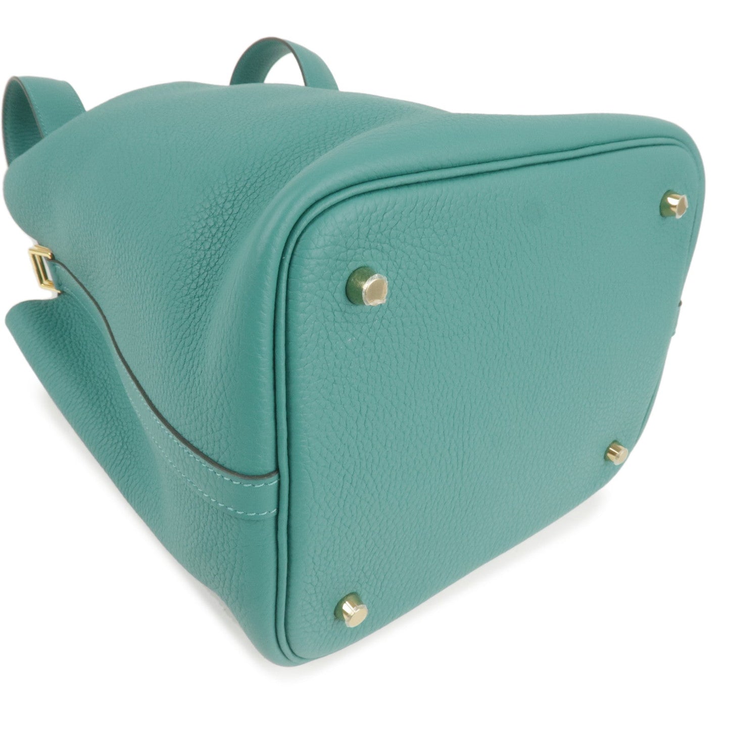 Luxury Hermes Taurillon Clemence Picotin Lock MM Hand Bag Vert Verone