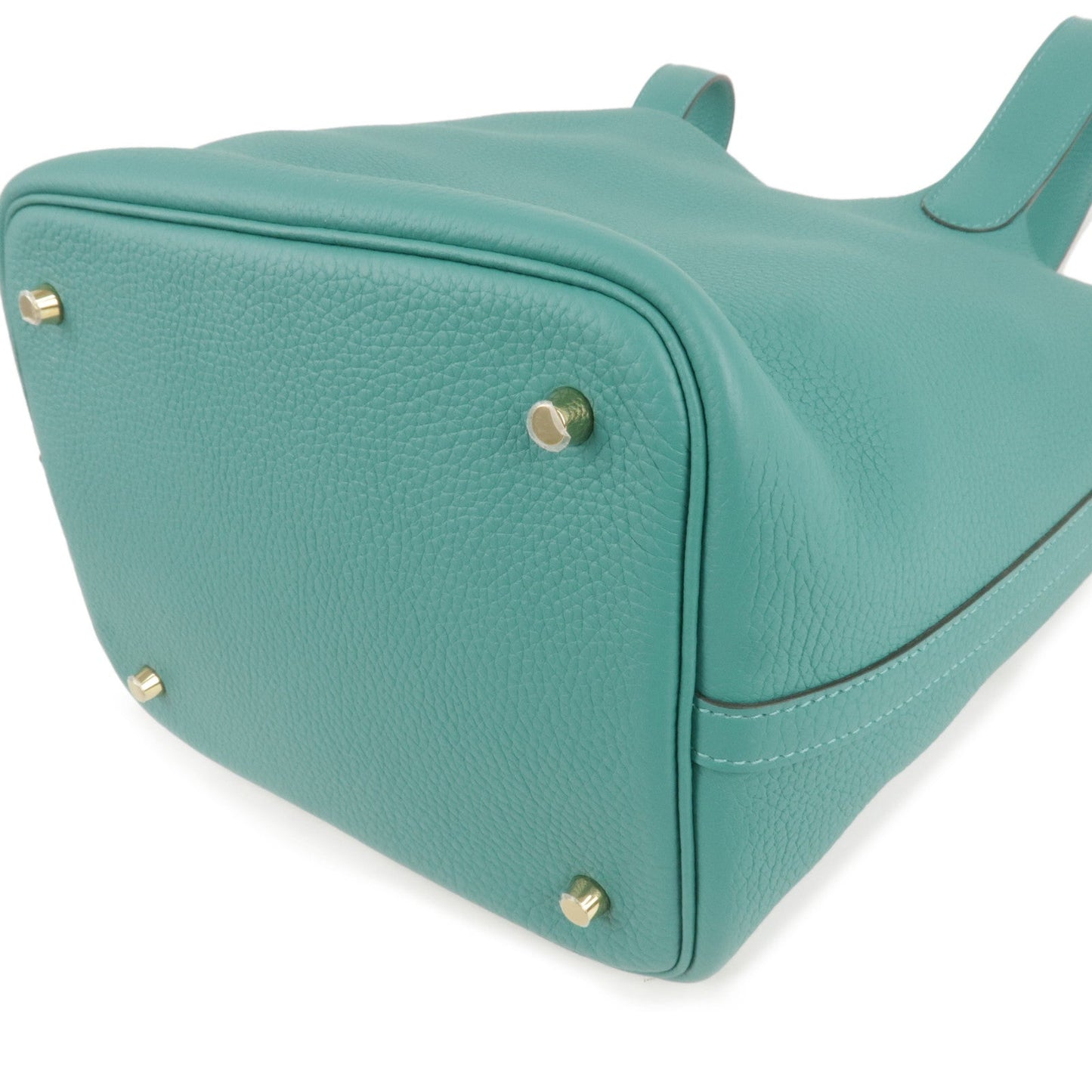 Luxury Hermes Taurillon Clemence Picotin Lock MM Hand Bag Vert Verone