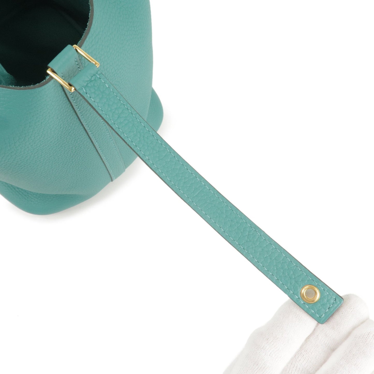 Luxury Hermes Taurillon Clemence Picotin Lock MM Hand Bag Vert Verone