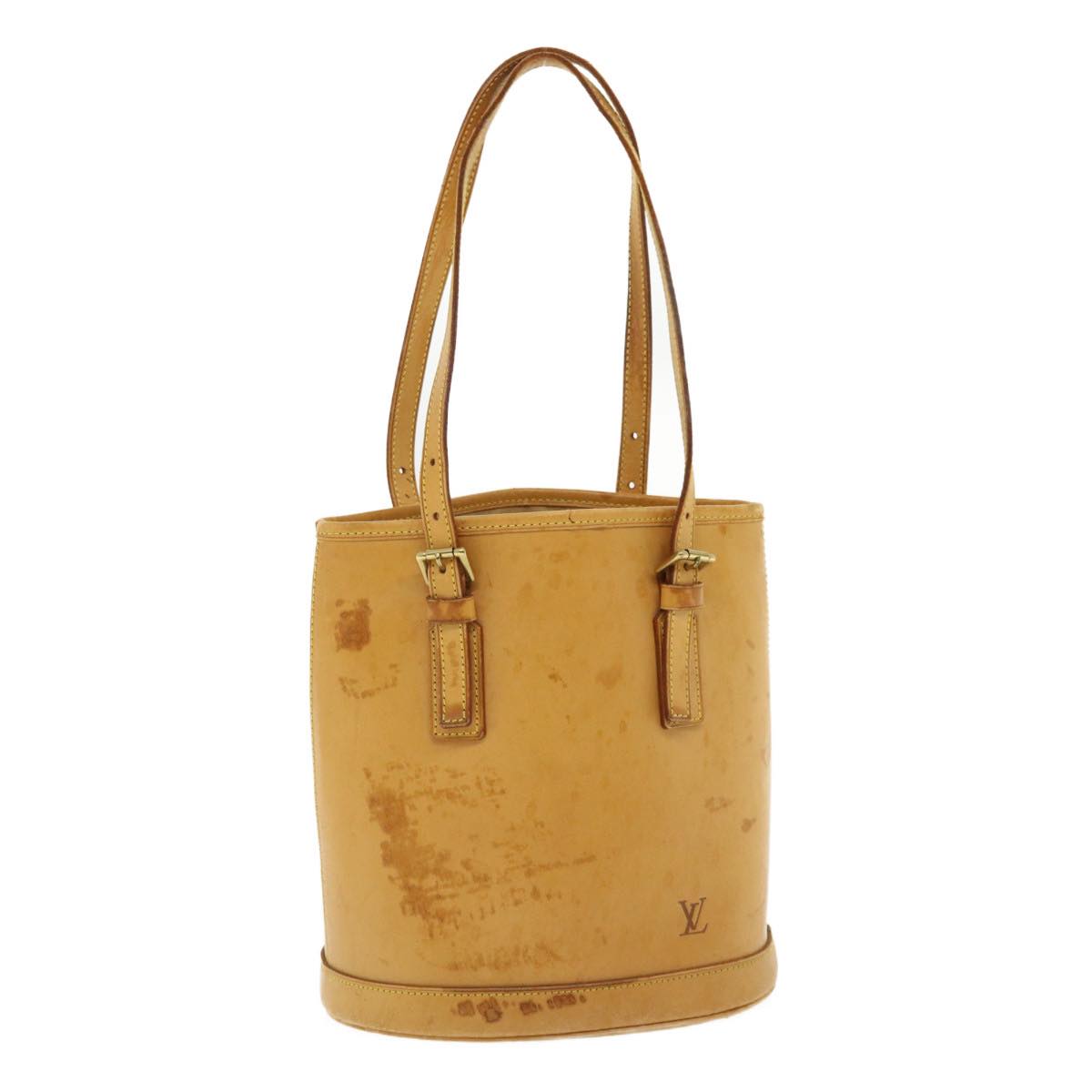 LOUIS VUITTON Nomad Leather Bucket PM Shoulder Bag Beige M85001 LV 36170