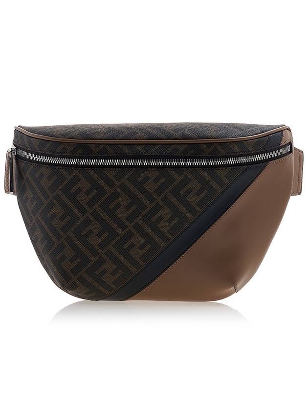 Luxury Fendi FF Monogram Logo Leather Belt Bag Brown