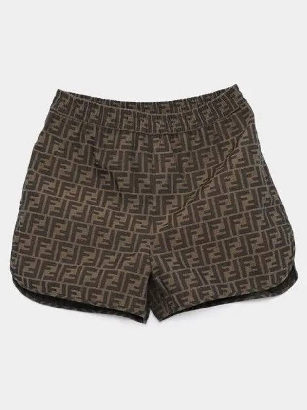 Luxury Fendi Canvas Jacquard Logo Shorts Brown