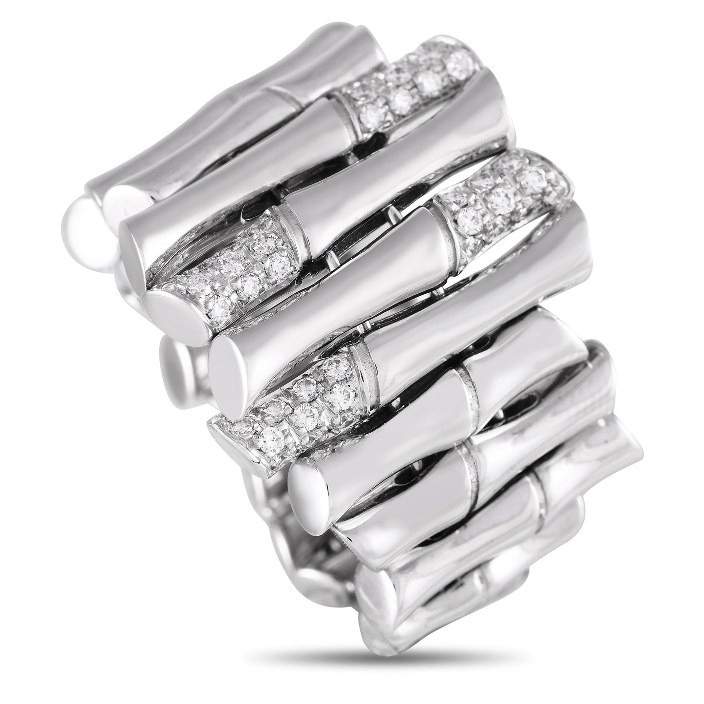 Luxury Gucci Trending 2025 Bamboo 18K White Gold 0.40ct Diamond Ring GU10-080824