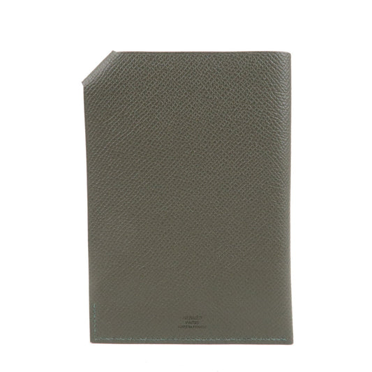 Luxury Hermes Epsom Tarmac PM Passport Case Leather Y Stamp Gray