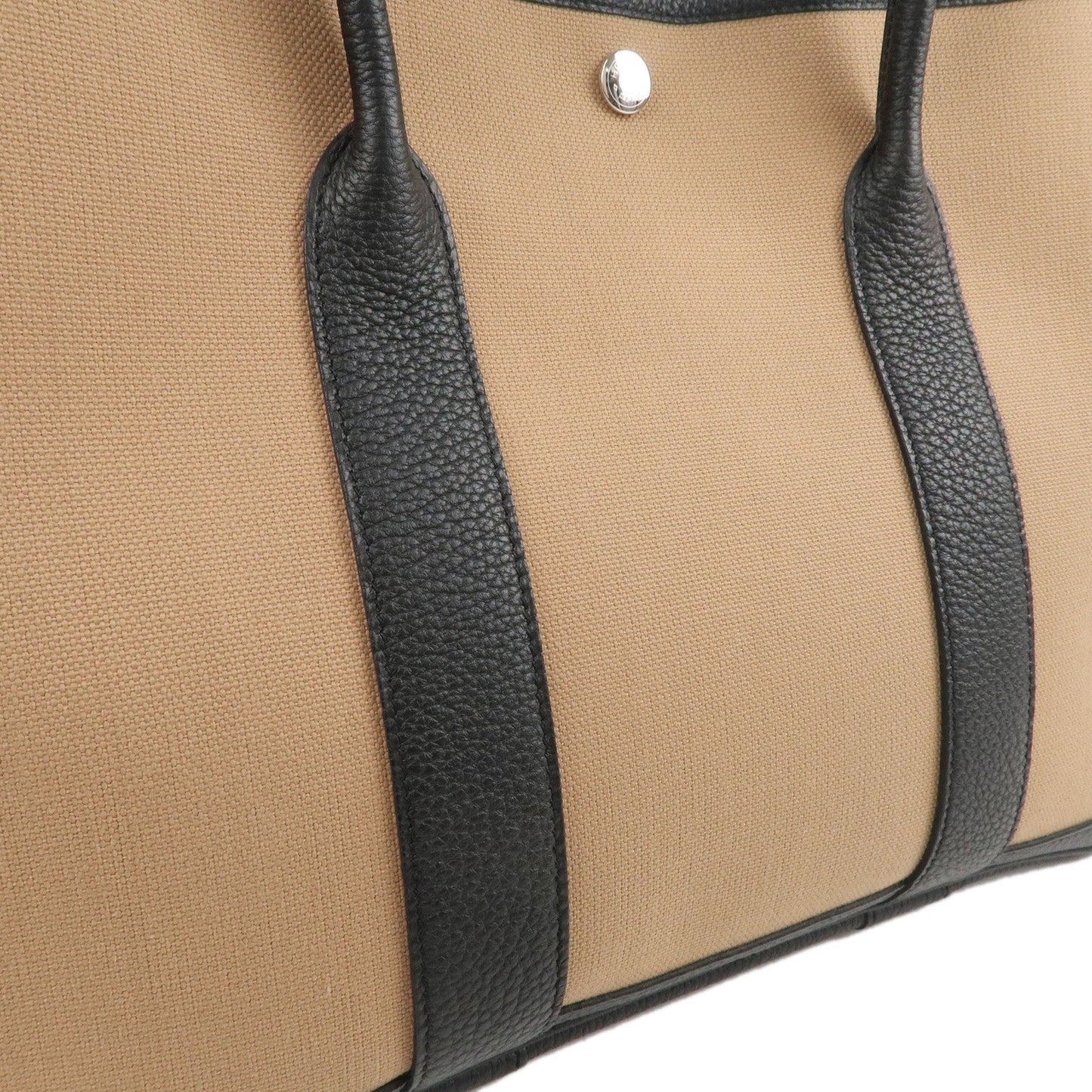 Luxury Hermes Toile Militaire Negonda Garden Party Bag Brown Black