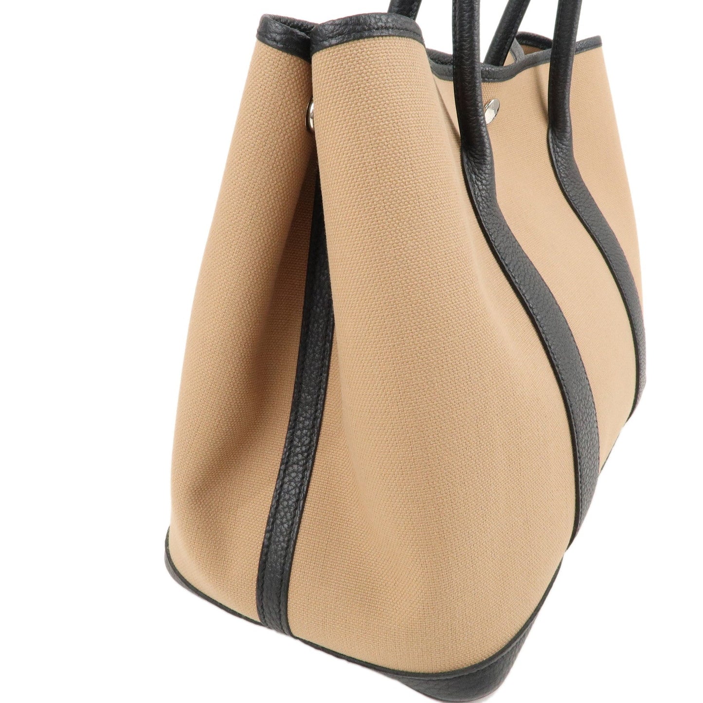 Luxury Hermes Toile Militaire Negonda Garden Party Bag Brown Black