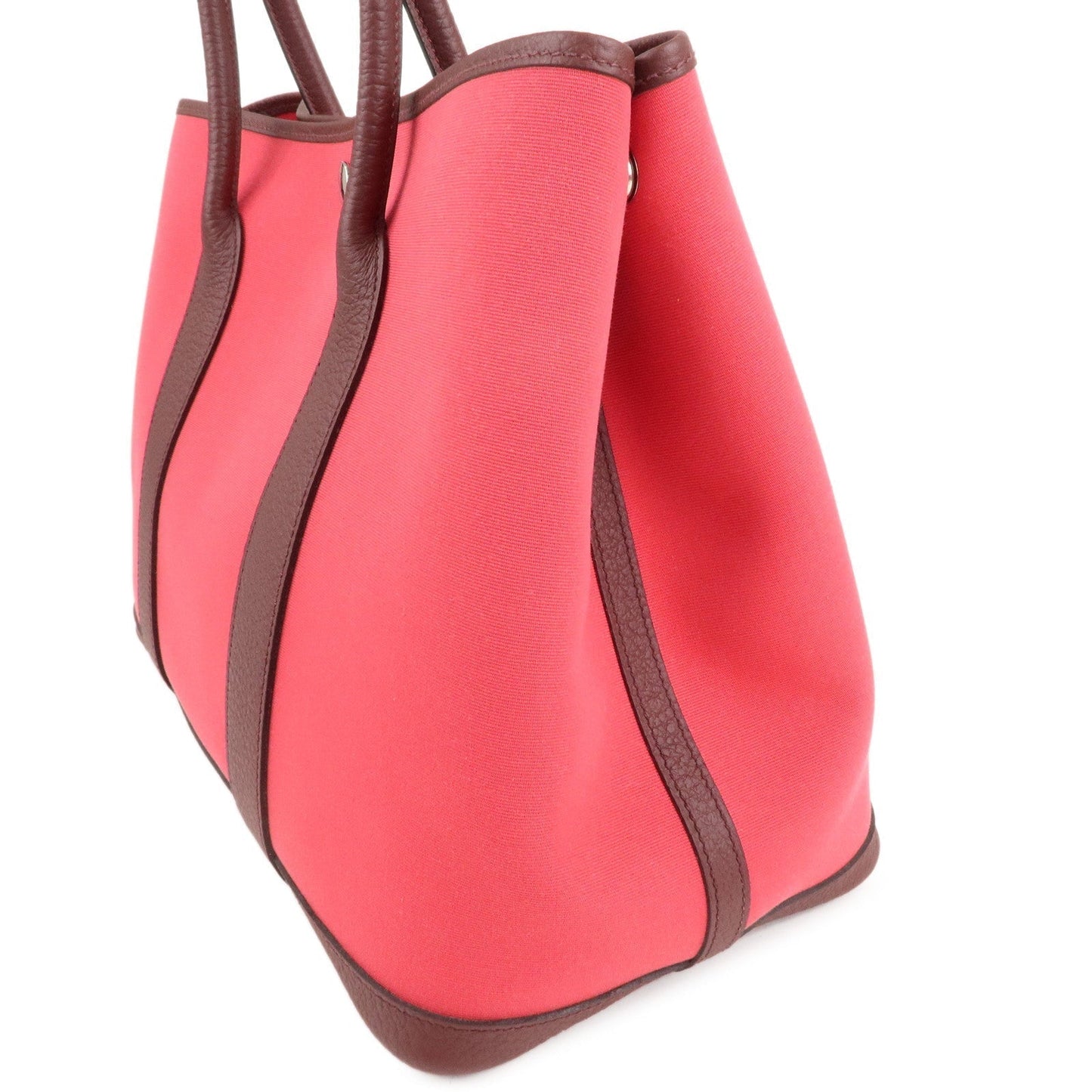 Luxury Hermes Canvas Leather Garden Party PM Tote Bag A stamp Pink