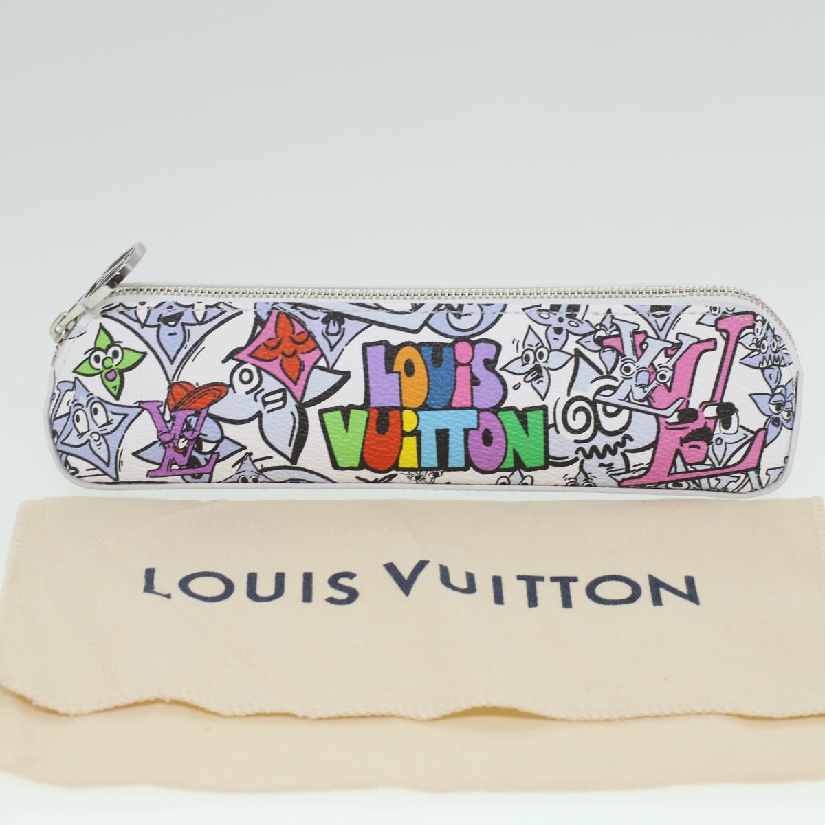 LOUIS VUITTON Monogram Comic Trousse Elizabeth Pen Case White GI0874 36985A
