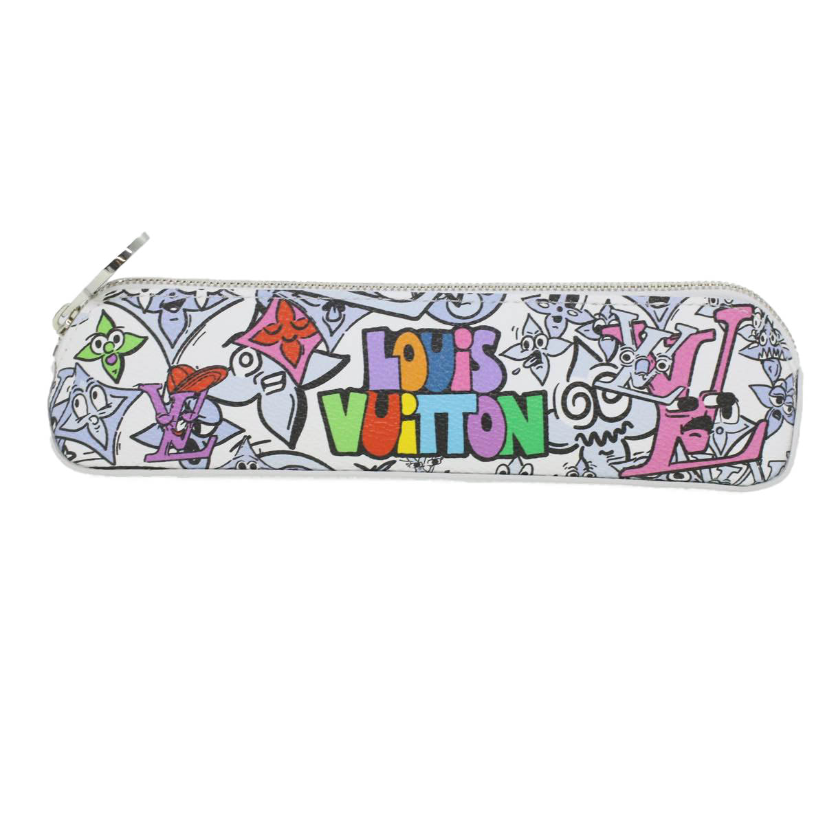 LOUIS VUITTON Monogram Comic Trousse Elizabeth Pen Case White GI0874 36985A