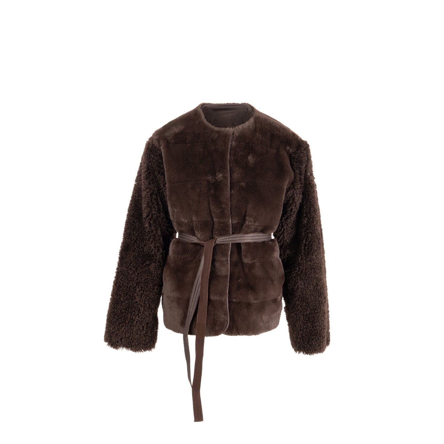 Moncler Size 1 Jouillat Teddy Short Down Jacket Polyester Dark Brown