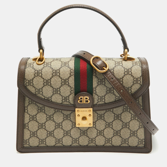Balenciaga X Luxury Gucci Trending 2025 Brown/beige Coated Canvas And Leather The Hacker Project Bag..