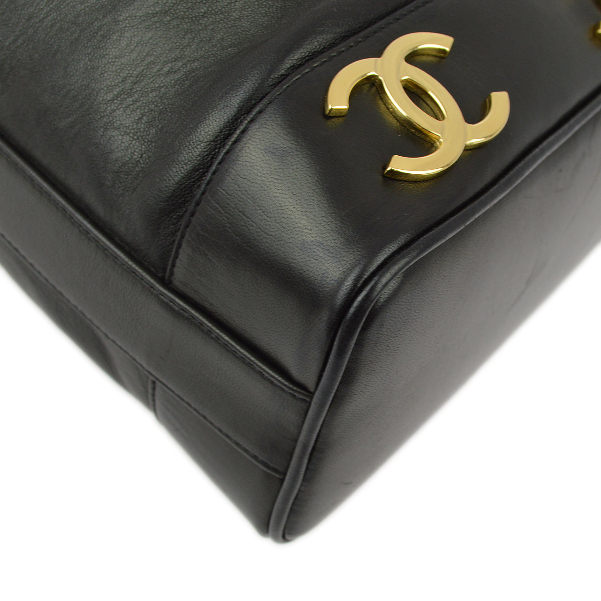 Luxury Chanel Black Lambskin Triple CC Bucket Shoulder Bag