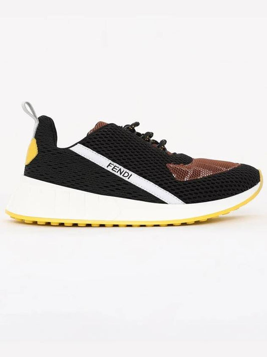 Luxury Fendi Kids Logo Mesh Low Top Sneakers Black