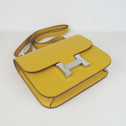 Luxury Hermes Constance Cowskin Leather Bag H017 yellow silver