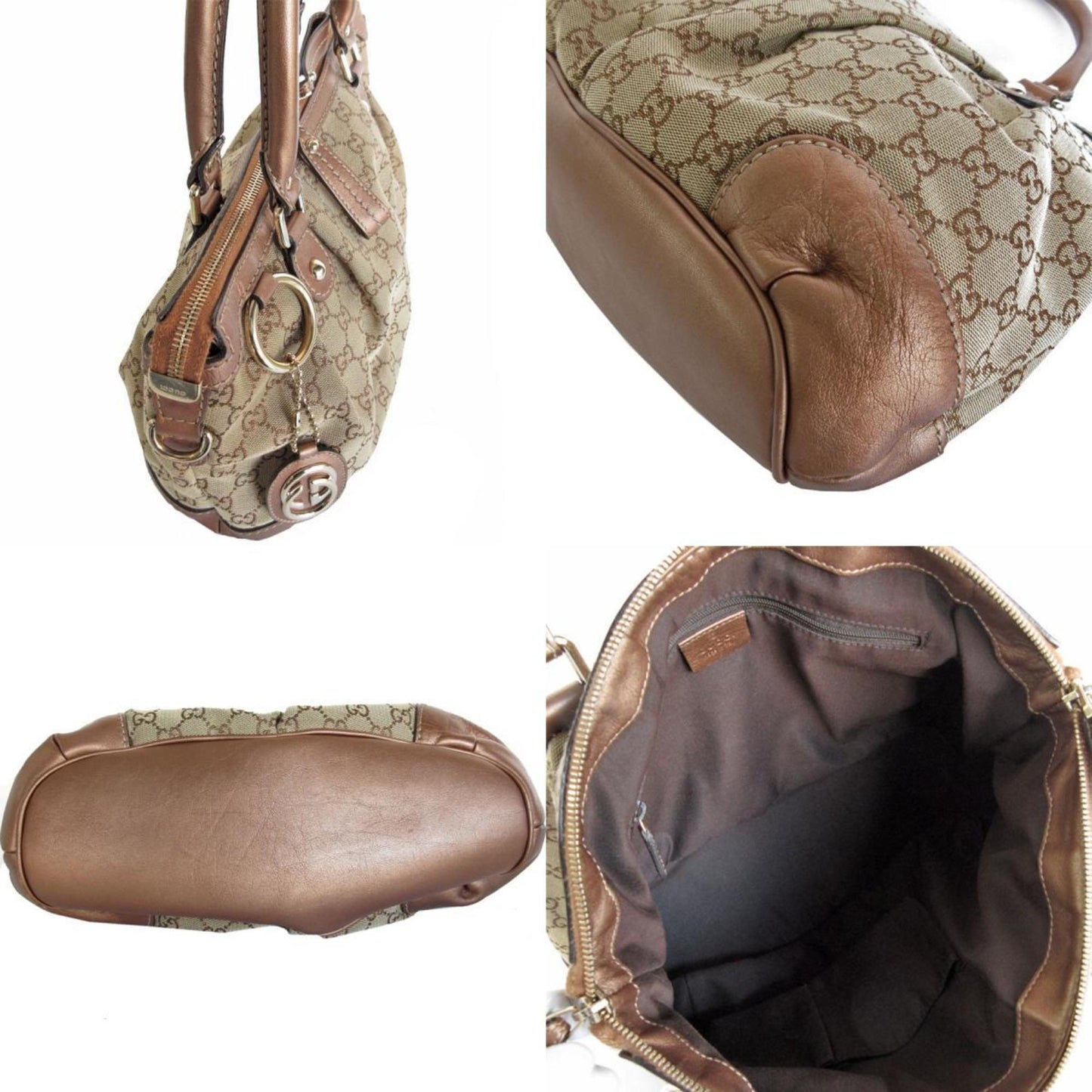 Gucci  Gg Canvas Leather Handbag Shoulder Bag