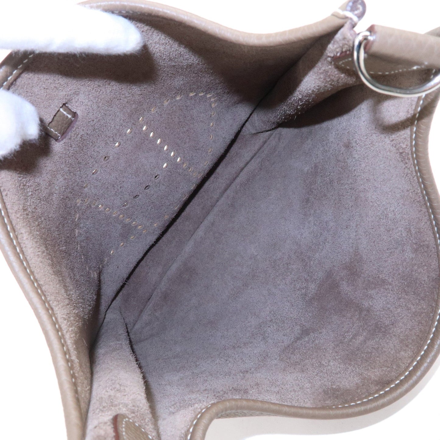 Luxury Hermes Taurillon Clemence Evelyne 3PM Shoulder Bag Etoupe