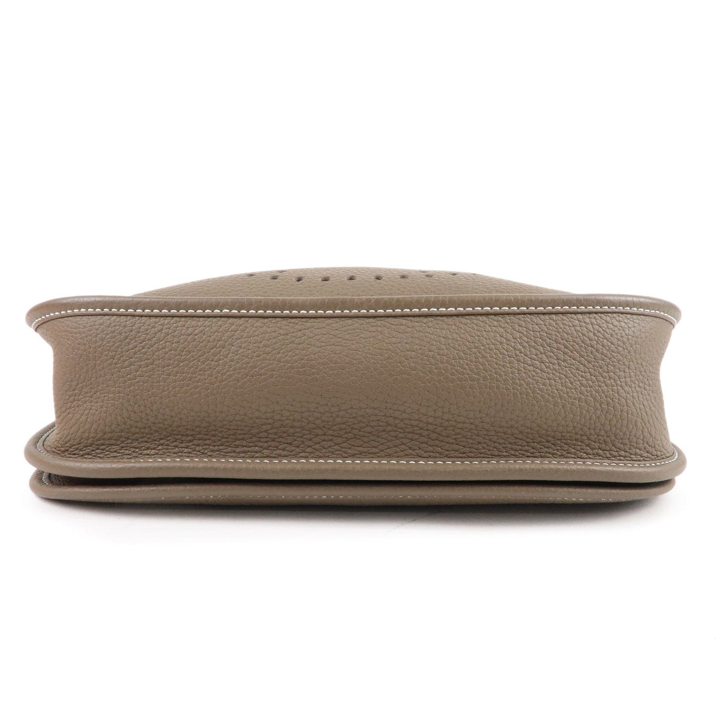 Luxury Hermes Taurillon Clemence Evelyne 3PM Shoulder Bag Etoupe