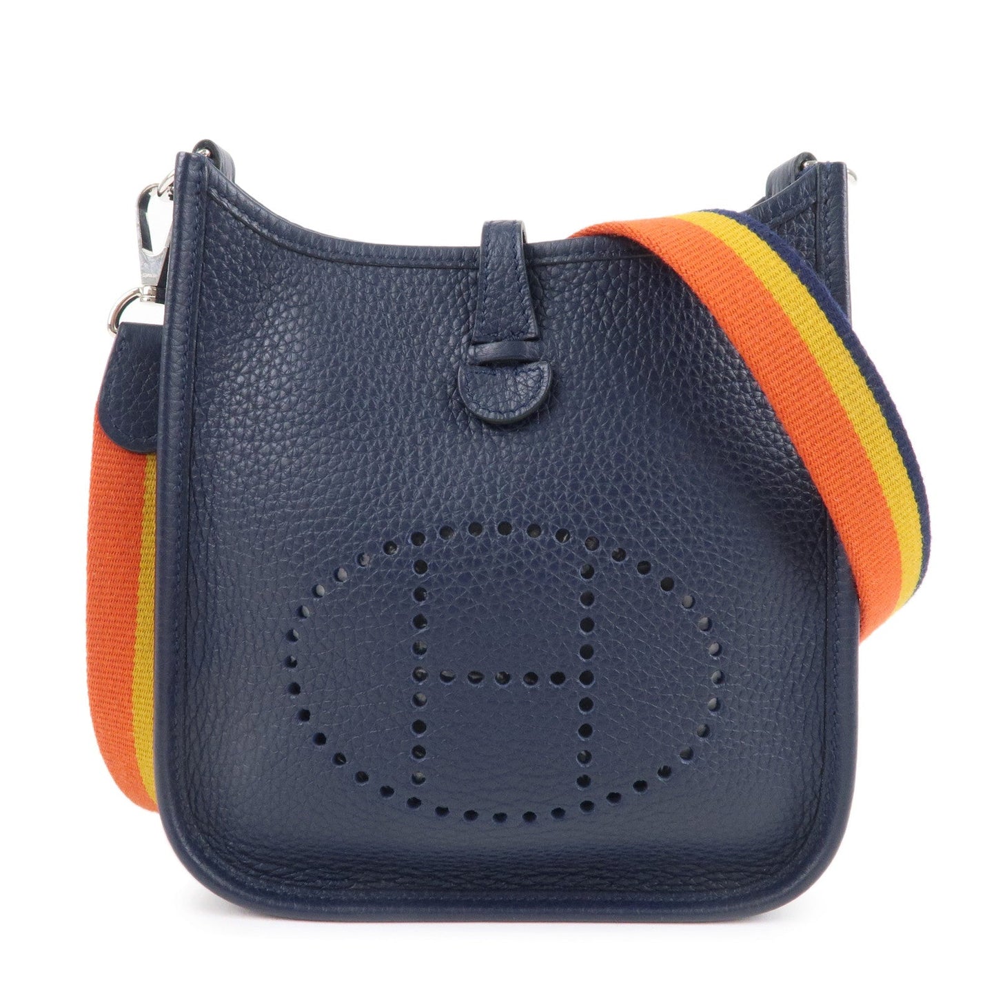 Luxury Hermes Taurillon Clemence Evelyne TPM Amazon Shoulder Bag Navy