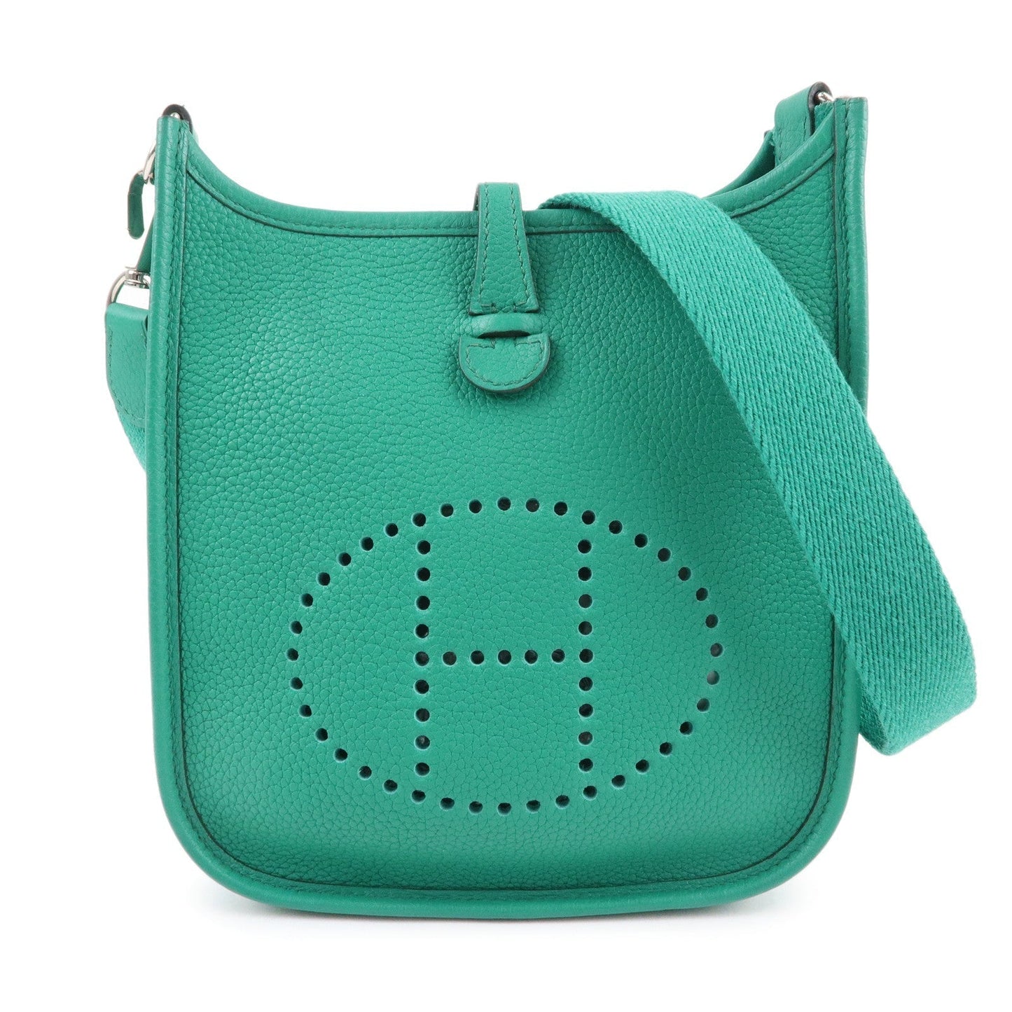 Luxury Hermes Taurillon Clemence Evelyne TPM Amazon Shoulder Bag Green