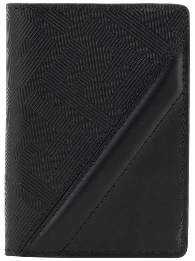 Luxury Fendi Men's Shadow Diagonal Leather Card Wallet Black
