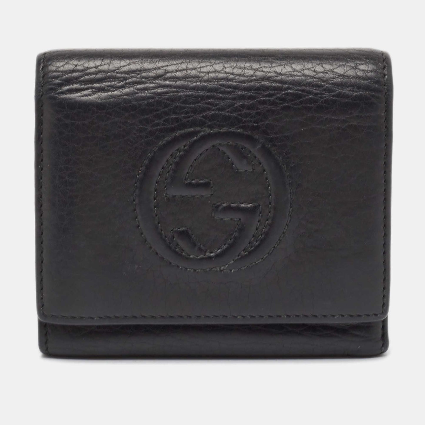 Luxury Gucci Trending 2025 Black Leather Soho Trifold Wallet