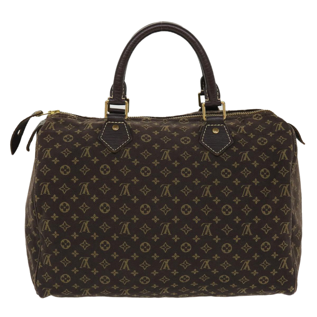 LOUIS VUITTON Monogram Mini Lin Speedy 30 Hand Bag Brown Ebene M95224 37355