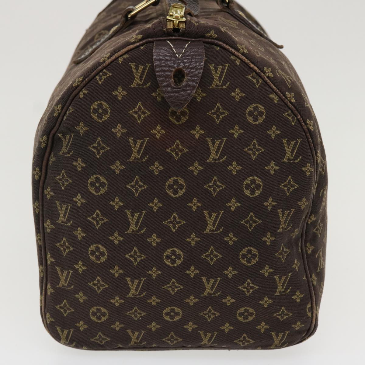 LOUIS VUITTON Monogram Mini Lin Speedy 30 Hand Bag Brown Ebene M95224 37355
