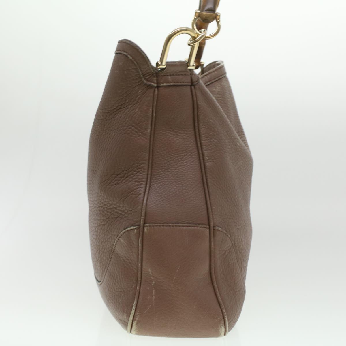 Luxury Gucci Bamboo Hand Bag Leather 2way Pink Brown 282315 Auth 37362