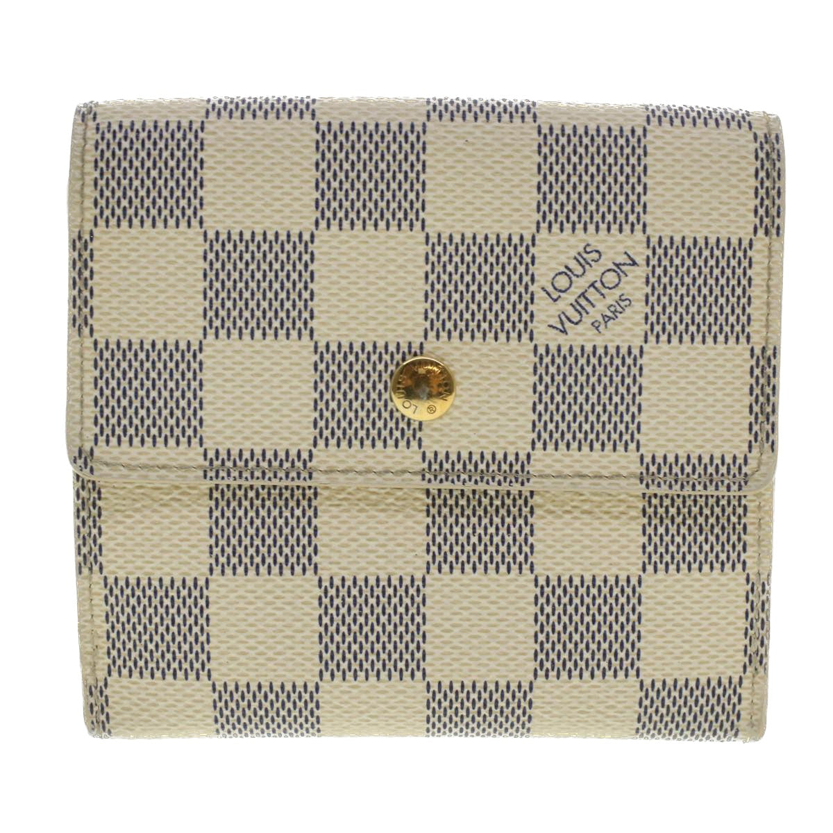 LOUIS VUITTON Damier Azur Portefeuille Elise Trifold Wallet N61733 LV 37390